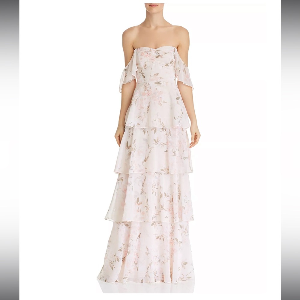Wayf Abby off the shoulder dress with tiered ruffles